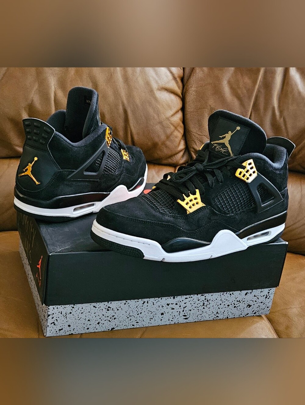 Nike Air Jordan 4 Retro Royalty Black Gold Size 13 (GREAT SHAPE)